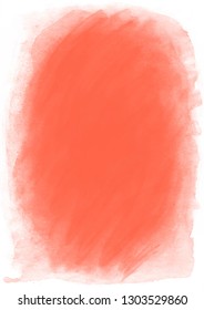 Scarlett watercolor oval vertical textured background. Created with real brush strokes. Vector.