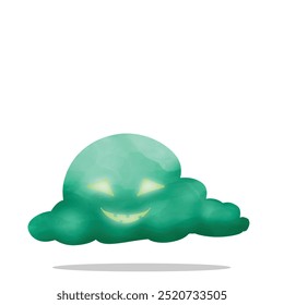 scarry cloud mascot character. cute, horror and halloween concept. weather, nature, or atmospheric themes