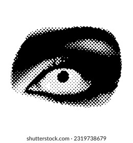 Scarry eye with halftone effect. Vector illustration.