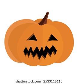 Scarry orange pumpkin flat icon. Vector illustrations isolated on white background.