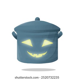 scarry stockpot mascot character. cute, horror and halloween concept. food, kitchen, or lifestyle themes