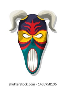 Scarry tribal mask, vector illustration over white background