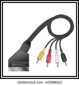 SCART - 4 RCA cable. Video transmission and stereo audio signal.