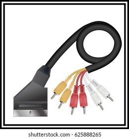 SCART - 6 RCA cable. Video transmission and stereo audio signal.