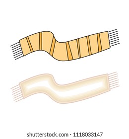 Scarves for boys and girls in cold weather. Stylish scarves on white background. Clothes for winter and autumn. Vector illustration