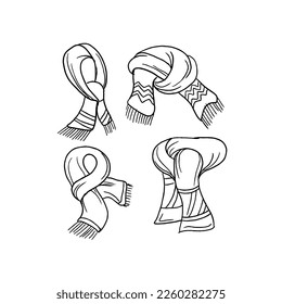 scarves handrawn doodle illustrations vector