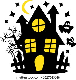 Scary abandoned haunted house vector
