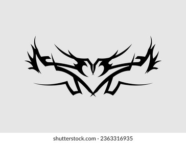 Scary abstract sharp monster black tribal tattoo motif
