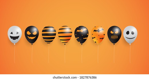 Scary air balloonsSet of Halloween vector