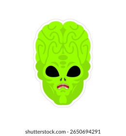 Assustador Alien. Invasor Alienígena do Mal. OVNI com raiva verde