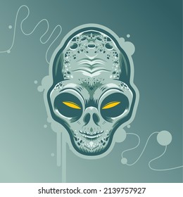 Scary Alien head Vector Graphic