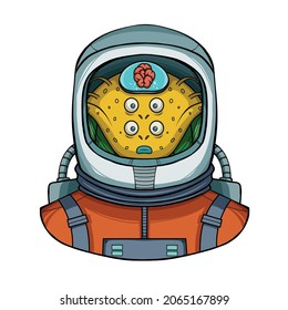 Scary alien wearing astronaut costume