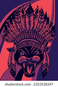 scary angry black panther head vector illustration