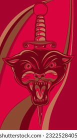 scary angry black panther head vector illustration