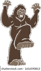 Scary Angry Brown Bigfoot Sasquatch Monster Vector Illustration