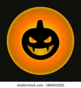 scary angry pumpkin jack-o-lantern vector illustration icon or logo for web site evil vegetable print for halloween celebration