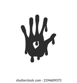 Scary arm icon. Horror. Monochrome black and white symbol