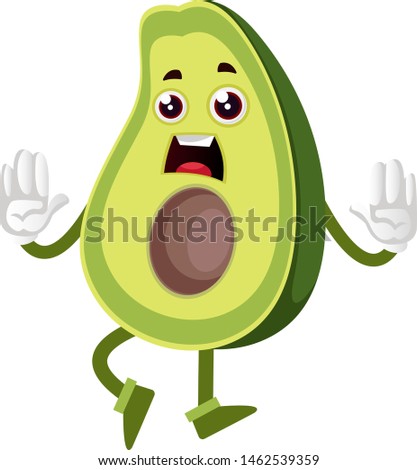 Scary avocado, illustration, vector on white background.