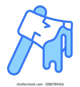 scary axe vector blue outline icon