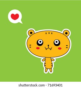 scary baby tiger with love