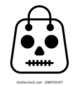 scary bag vector black filled outline icon.