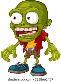 A scary bald zombie monster man in a cartoon illustration