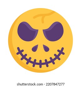 Icono de bola asustado. Diseño plano. Cara de monstruo. Monstruo de halloween redondo. Festividad de halloween. Ilustración vectorial.