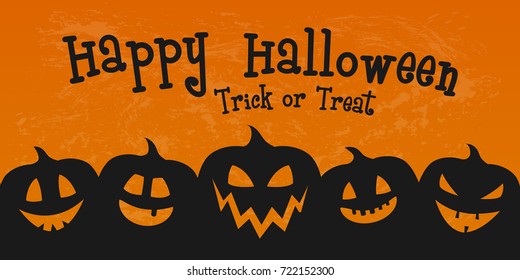 Scary banner for Halloween with silhouette of pumpkins. Vector.