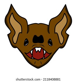 scary bat head illustration with sharp fangs