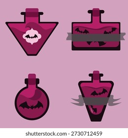 Conjunto de iconos de elixir de poción de murciélago aterrador para juegos