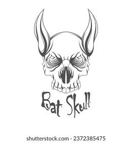Scary bat skull head illustration design for Halloween celebrations and for t-shirt illustration designs