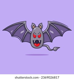 Scary bat vector illustration for hallowen logo icon mascot concept