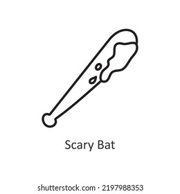 Scary Bat vector outline Icon Design illustration. Halloween Symbol on White background EPS 10 File