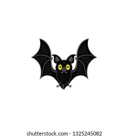 scary bat yellow eyes cartoon vector on a white background