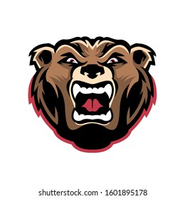 Scary Bear Head Mascot Logo Vector Stock Vector (Royalty Free) 1601895178