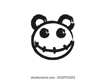 Scary bear sinister face icon.