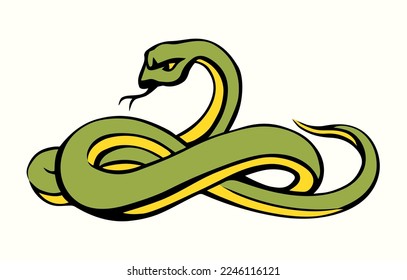 Miedo, gran serpiente. Dibujo de vectores 