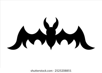 Scary black bat flat icon. Vector illustration isolated on white background.
