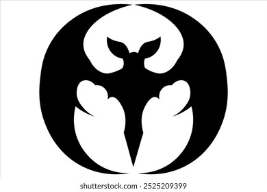 Scary black bat flat icon. Vector illustration isolated on white background.
