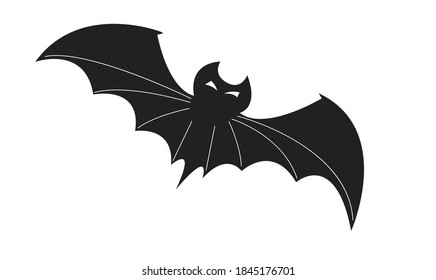 Scary black bat isolated on white vector Halloween background