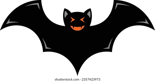scary black bat vector icon