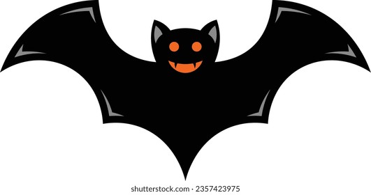 scary black bat vector icon