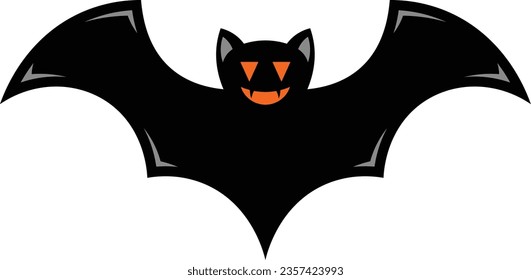 scary black bat vector icon