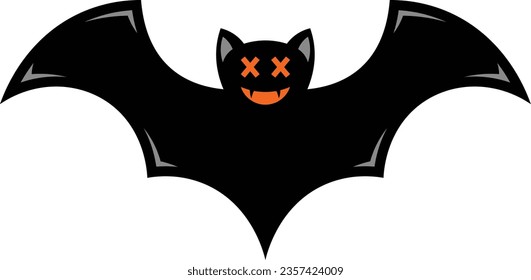 scary black bat vector icon