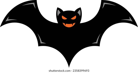 scary black bat vector icon