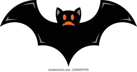 scary black bat vector icon