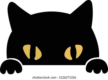 Scary Black Cat Face Peeping Vector Stock Vector (Royalty Free ...