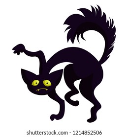 Scary black cat icon. Cartoon of scary black cat vector icon for web design
