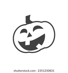 Scary black face clipart, spooky pumpkin facial expression, smiling ghost face at Halloween party isolated on white. vector illustration.