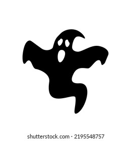 Scary black ghost silhouette. Creepy cursed spirit frightening and killing oncoming people. Gloomy element for halloween design and vector creative art